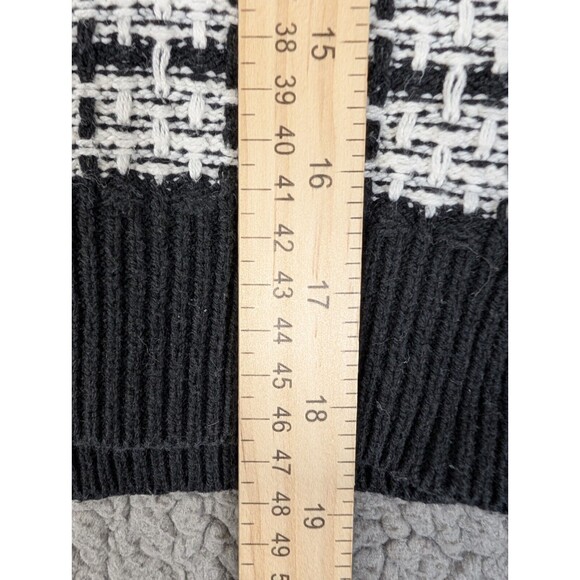 Elena Wang Sweater Houndstooth Cotton Blend Crew Neck Long Sleeve Boxy XS - Picture 6 of 9